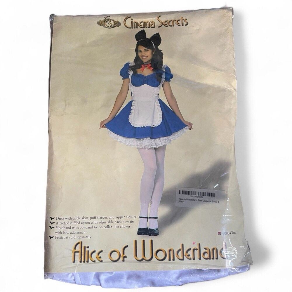 Alice Of Wonderland Juniors Small 3-5 Cinema Secrets Halloween Cosplay Costume